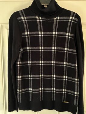 MICHAEL Michael Kors Black Windowpane Turtleneck Cashmere cotton,  Sweater